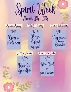 Spirit week 3/11-3/15